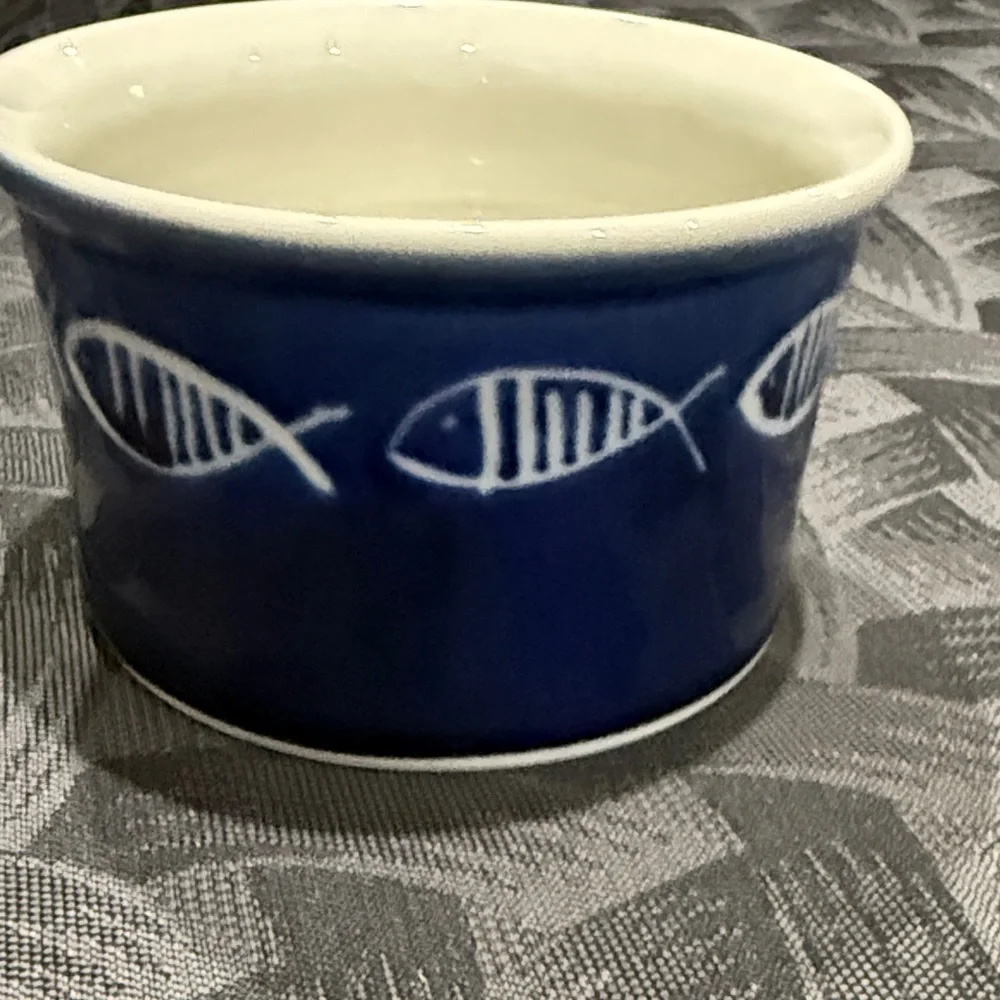 Pottery Barn signed mug fish